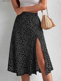 Sexy Skirt 2023 New Women Summer Wrapped Skirts Beach Holiday Clothes High Waist Floral Print Split Casual Summer Midi Skirt Female y Cl L410