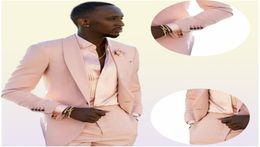 Handsome Blush Pink Mens Suits Wedding Tuxedos 2 Pieces Groom Formal Wear Pants Suit Men Business Evening Prom Blazer JacketPant9523302