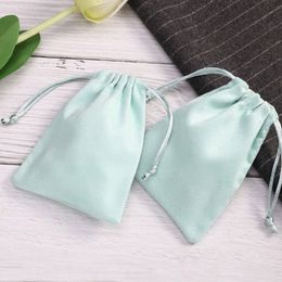 Turquoise Flannel Gift Bags 8x10cm 9x12cm 10x15cm 13x17cm pack 50 Light Blue Sack Makeup Jewellery Packaging Pouch2350