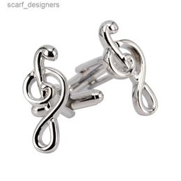 Cuff Links 1 Pair Free Shipping Hot Sale fashion Shirt Treble Clef cuff Cufflinks Music note cufflink for mens gifts Y240411