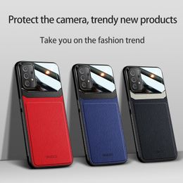 For Samsung Galaxy A32 A52 A72 Case Silicone Bumper PU Leather Mirror Glass Phone Case For Samsung A72 5G A 32 52 72 Back Cover