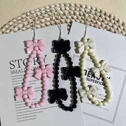 1pc Charm Bowknot Mobile Phone Chains For Women Girls Telephone Charm Strap Pink Black Acrylic Pearl Beaded Lanyard Jewelry Gift