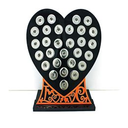 Jóias de jóias Novo botão de snap 18mm Stands Fashion Black Acrylic Heart With Letter Intercambiable Board3884491 Drop Deli OTVC9