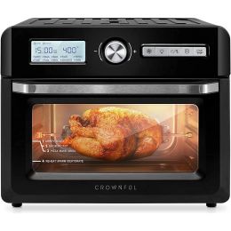 Fryers CROWNFUL 19 Quart Air Fryer Toaster Oven, Convection Roaster with Rotisserie & Dehydrator, 10in1 Countertop Oven