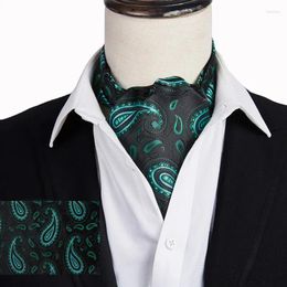 Bow Ties Ikepeibao Men Luxury Dk Green Paisley Cravat Silk Dot Floral Dots Ascot Self British Gentleman Polyester Scarf Tie Wholesale