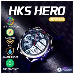 Watches HK5 HERO UItiMate AMOLED Smart Watch Men Compass NFC GPS Tracker 1.5" LTPO 2.5D AOD Amplitude Sports Smartwatch For HuaWei 2023