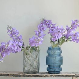 Decorative Flowers 31.5" Faux Lilac Ridderspoor Branch Realistic Fake Delphinium DIY Floral Wedding Bouquet/Home Decorations