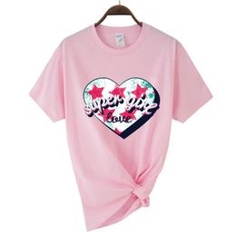 Super Girl Letter Print Crew Neck Printing Female T-Shirt Summer O-Neck T Shirts Street Hip Hop Clothing Breathable Short Sleeve