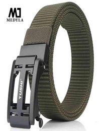 MEDYLA Mens Military Nylon Belt New Technology Automatic Buckle Hard Metal Tactical Belt for Men 3mm Soft Real Sports Belt 2103105091033