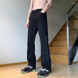 Men's Jeans 2024 Korean Fashion Baggy Classic Unisex Man Straight Denim Wide-leg Pants Hip Hop Autumn Spring Black B245