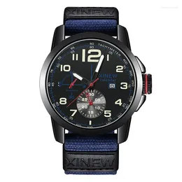 Wristwatches Men Big Brand XI Watches Fashion Nylon Band Simple Military Sports Date Quartz Vintage Watch Black Relogios Masculinos 2024