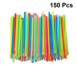 Drinking Straws 150pcs Disposable Spoon Dual Use Straw For Milkshakes Shaved Ice (Mixed Color)
