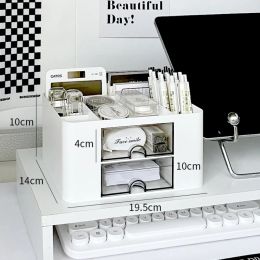 Nordic Minimalist Desk Drawer Pen Holder Storage Box Organiser Cosmetic Plastic Desktop Stationery Pencil Organise Office Shelve