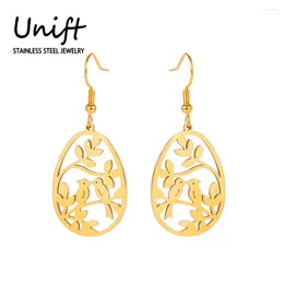 Dangle Earrings Unift Love Bird Branch For Women Girl Stainless Steel Drop Fashion Casual Jewellery Ear Piercing Accessories