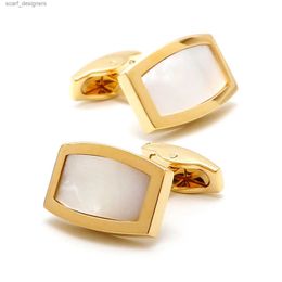Cuff Links Cufflink Men Golden TOMYE XK22078 Luxury Shell Square Button Fashion Casual Business Formal Groom Cuff Links for Wedding Gift Y240411