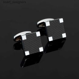 Cuff Links Environmental protection material high-grade carbon fiber square Cufflinks fashion French shirt cuff Cufflinks wholesale jewelry Y240411