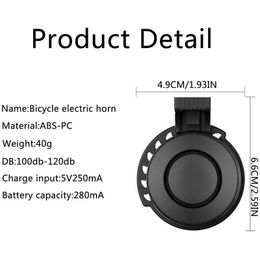 Bicycle Electronic Bell Scooter E-bike Siren Trumpet Alarm Bike Bell USB Charge Cycling Warning Alert Safety Riding