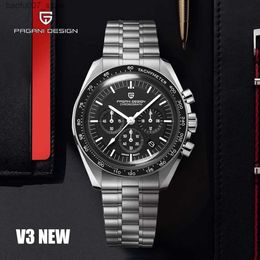 Wristwatches 2023 New PAGANI Design Mens Top Luxury Automatic Quartz Timing Code Watch Waterproof Sports Stainless Steel Clock Relocation