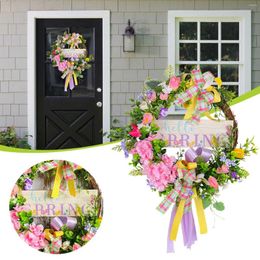 Decorative Flowers Spring Deadwood Brand Garland 2024 Ne W Colour Ribbon Bow Shopping Mall Large Outdoor For House 60 Small Boxwood Wreath