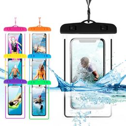 Portable Waterproof Phone Case Pouch Underwater Dry Bag With Neck Strap Luminous Swimming Bag For Water Games Beach Sport Skiing 240411