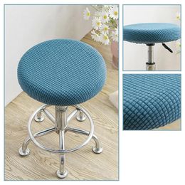 Chair Covers Solid Colour Round Cover Elastic Cushion Washable Removable Anti-dirty Stool Home Bar Seat Slipcover