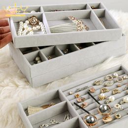 Velvet Jewellery Display Organiser Tray Portable Ring Earring Necklace Organiser Box Jewellery Holder