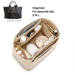 Felt Insert Bag Organizer For CC Deauville Tote Handbag Liner with Ipad Pouch Womens Cosmetics Makeup Bag Inner Bags