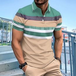 Mens Polo Shirt Quick Drying Clothing Fashionable Classic Breathable Short Sleeved Tshirt Outdoor Oversized Casua 240409