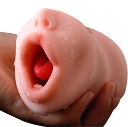 Male Masturbator Realistic Mouth Blow Job Stroker Oral Sucking Deep Throat Vagina Pocket Pussy With sexy Tongue sexy Toys for Man5091731