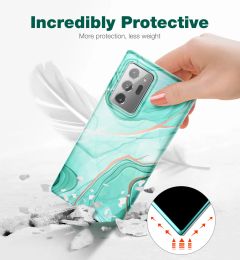 360 Full-Body Marble Bumper Slim Stylish Protective Bumper for Samsung Galaxy Note 20 Ultra Case With Built-in Screen Protector