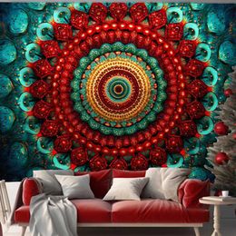 Background Tapestries Tapestry Series Mandala Red Cloth Ins Hippie Bomesian Home Decoration Living Room Bedroom Decorative Wall Tapestries R0411