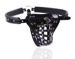 PU Leather Devices Cage With Penis Lock Cage Panties BDSM Adult Product for Men4781405
