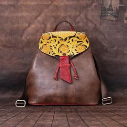 Backpack 2024 Preppy Style Cross-border Schoolbag For Boys & Girls England Retro Cowhide Embossed Unisex Travelling Bags Lady