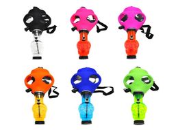 Silicone Water Pipe Bong Smoke Gas Mask Pipes Shisha Hookah FDA Silicone Skull Acrylic Bong Pipe Silicone s Smoking Bongs6731539