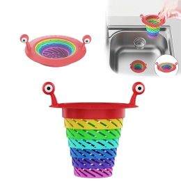 Rainbow Colour Monster Kitchen Sink Strainer Foldable Sink Drain Basket Food Catcher Kitchen Tools New Creative Fun Cute Philtre