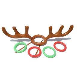 Outdoor Activity Xmas Kids Gift Christmas Game Home Ornament Ring Toss Antler Hat Inflatable Toys Santa Funny Reindeer