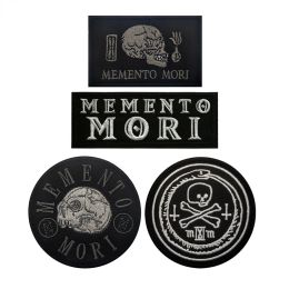 Memento Mori Warning Embroidered Patch Tactical Emblem Armband Skull Applique Skull and Bones Memorial Tactical Badge Armband