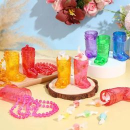 Cups Saucers 10 Pcs 1 Oz Mini Cowboy Boot Glasses Transparent Plastic S Western BBQ Party