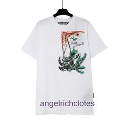 High end Designer clothes for Trendy Pa Angels Inverted Coconut Tree Print Short Sleeve Tshirt for Men and Women High Street Half Sleeve with trademark tag original 1:1