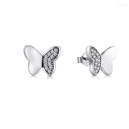Stud Earrings PANQDIY Antiqued S925 Sterling Silver Retro Butterfly Fashion For Women Jewellery Gift