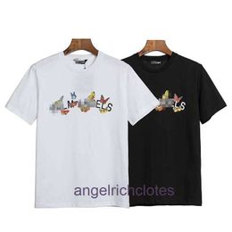 High end Designer clothes for brand Pa Angels letter butterfly printed short sleeve T-shirt for men and women with loose with trademark tag, original 1:1 quality