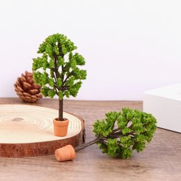 1:12 Dollhouse Miniature Laurel Tree Potted Plant Green Plants Model Dolls House Garden Courtyard Decor Toy