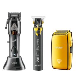 Shavers VGR Hair Clipper Professional Hair Trimmer Electric Shaver Barber 9000 Magnetic Motor Cordless Finishing Machine Rechargeable