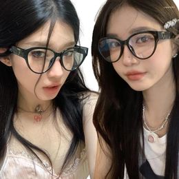 Sunglasses Retro Cat Eye Triangle Heart Anti-Blue Light Glasses Y2K Spicy Girls Reading Eyewear Black Frame Clear Eyeglasses Goggles