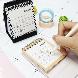 Mini Calendar Decorative 2023 Calendar Ornamental Clear Pattern Table Planner Office Supplies Standing Flip Desk Calendar