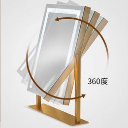 Makeup Mirror Smart Bathroom Mirror with Led Lights Lighted HD Square Desk Dressing Circle Mirror with 3 Color Dimmable Lighting
