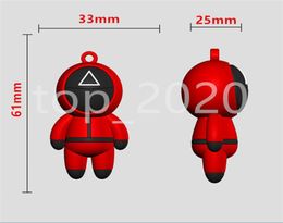 2021 TV Squid Game Keychain Popular Toy Anime Surrounding Wooden People Pontang PVC Keychains Friends Halloween Party Favour Gi4374782