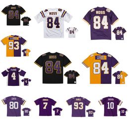 Stitched football Jerseys 84 Randy Moss 7 Randall Cunningham 93 John Randle 4 Brett Favre 80 Cris Carter 10 Fran Tarkenton mesh Legacy Retired retro Classics Jersey