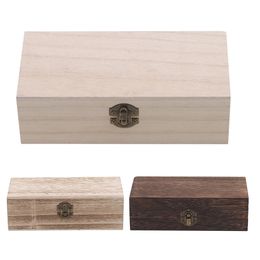 Rectangular Wooden Storage Box Light And Dark Retro Jewellery Box Desktop Organiser Wood Clamshell Container 20*10*6cm