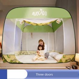 Creative Geometric Printing Three Door Full Bottom Mosquito Net Summer Big Space Yurt Mosquito Net Travel Portable Mosquito Tent